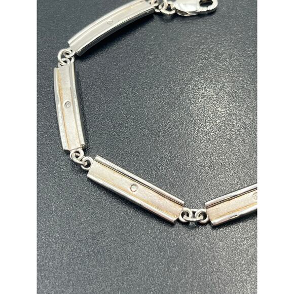 HD/N Signed Vintage 925 Sterling Silver Panel Link Diamond
Accent Bracelet - Picture 7 of 9